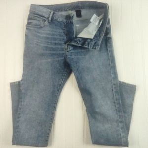 &Denim H&M Skinny Jeans Button Fly 11" Rise Taper Leg 31" Inseam Med Wash Blue